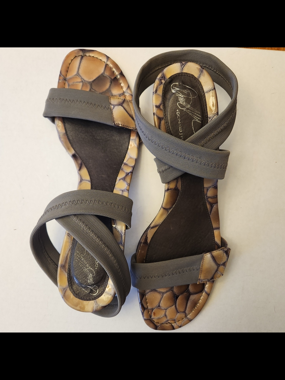 Vintage Y2k Tortoise Alligator Croc Kitten Heel Strappy Sandles - Picture 3 of 6